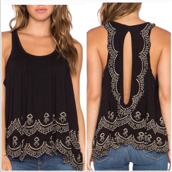 Free People TOOSALOOSA ATTINA TANK black NEW - Picture 1 of 16